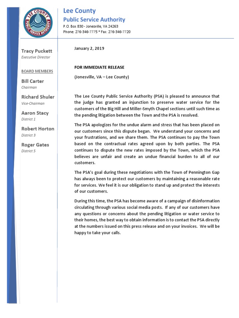 Psa Press Release 1 2 19 Revised Pdf