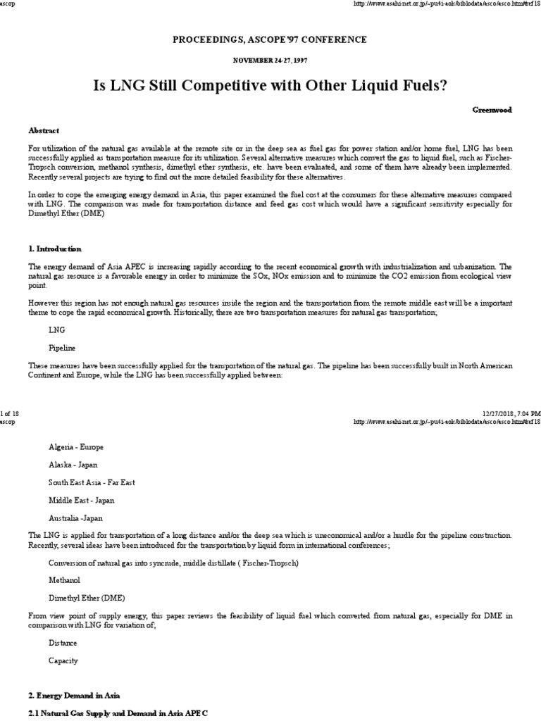 Is LNG Still Competitive With Other Liquid Fuels?: Proceedings, Ascope ...