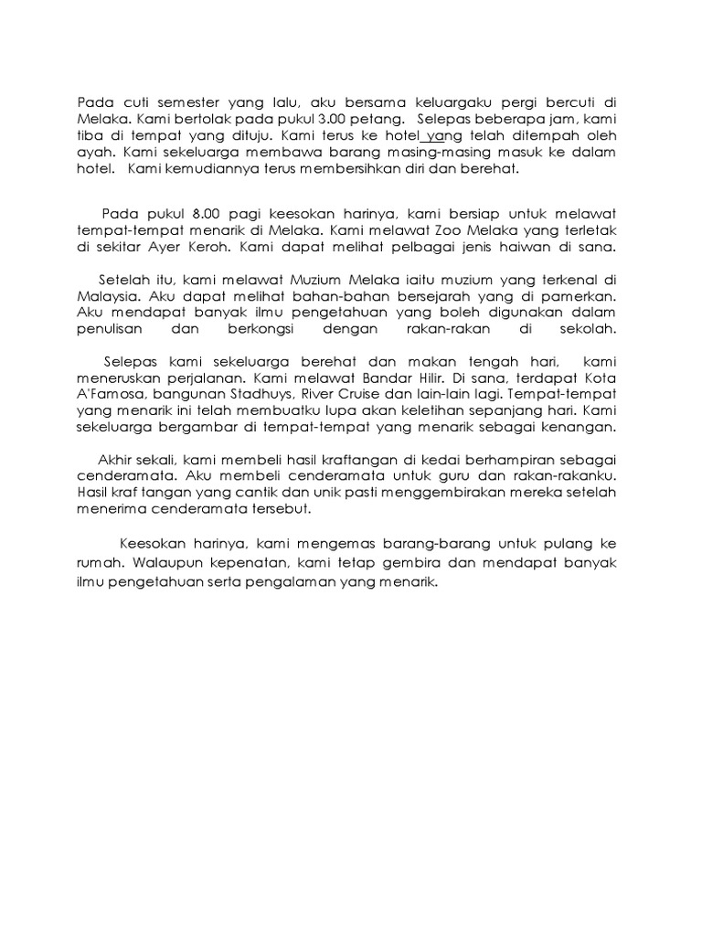 Karangan Cuti Sekolah Yang Lalu Pdf