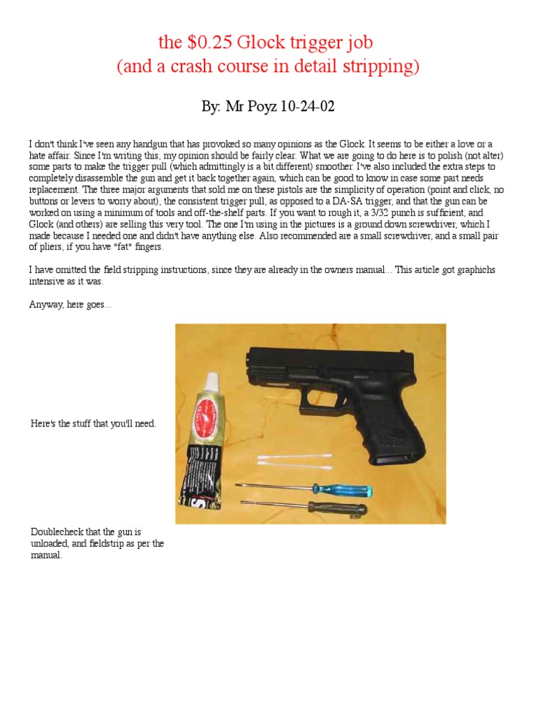 The 0.25 Glock Trigger Job PDF PDF Trigger (Firearms) Firearms