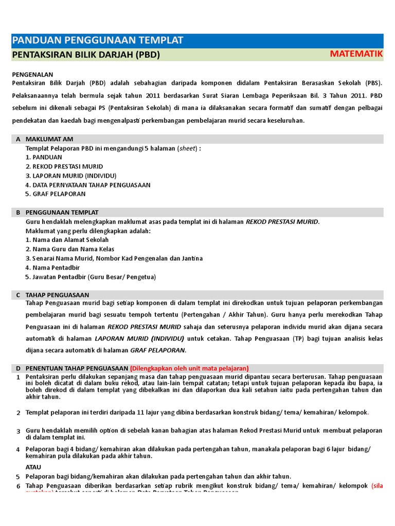 719 Templat Pelaporan Pbd Kssm Tingkatan 1 Matematik 1ma 2018 Pdf