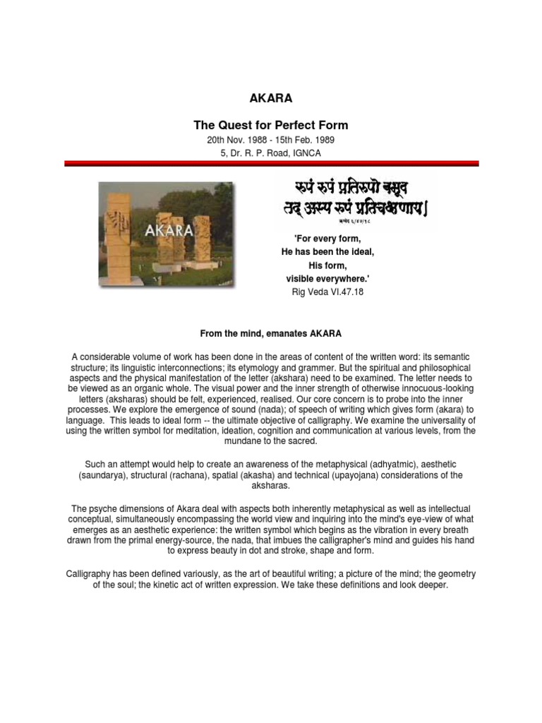 Akara - Perfect Form Calligraphy IGNCA | PDF | Calligraphy | Writing