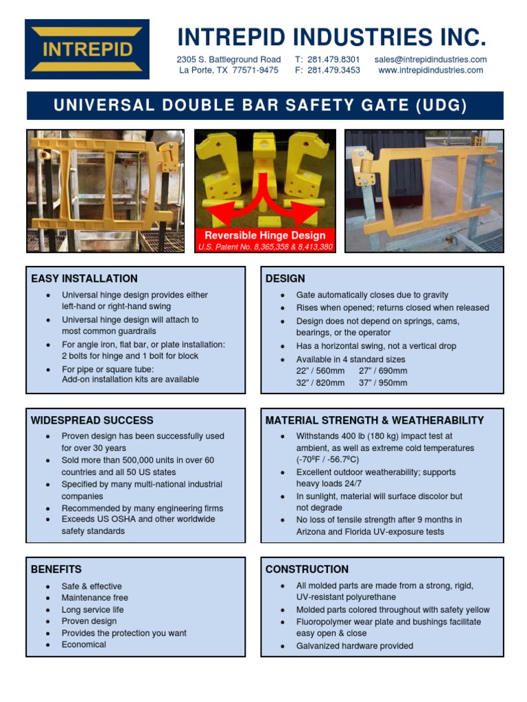 Intrepid Universal Double Bar Safety Gate | PDF | Pipe (Fluid ...