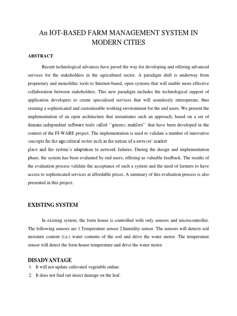 An Iot-Based Farm Management System in Modern Cities | PDF | Arduino ...
