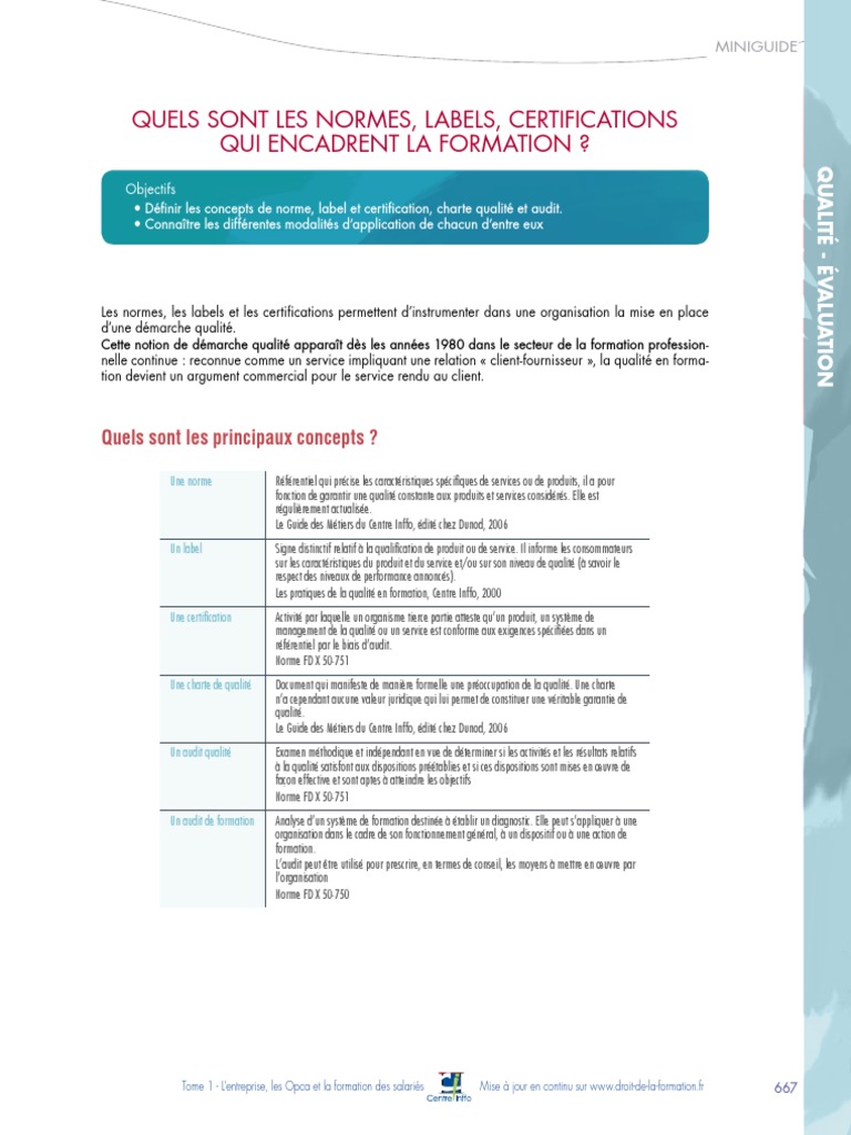 Normes, Labels et Certifications en Formation | PDF | Management de la ...