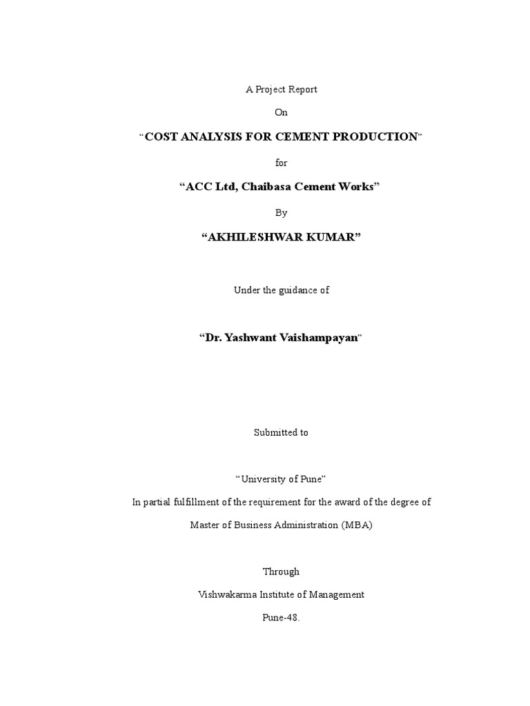 Cost Analysis of Cement Production | PDF | Fly Ash | Concrete