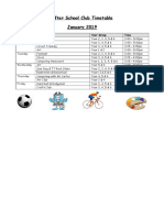 After School Club Timetable January 2019: Day Club Year Group Time