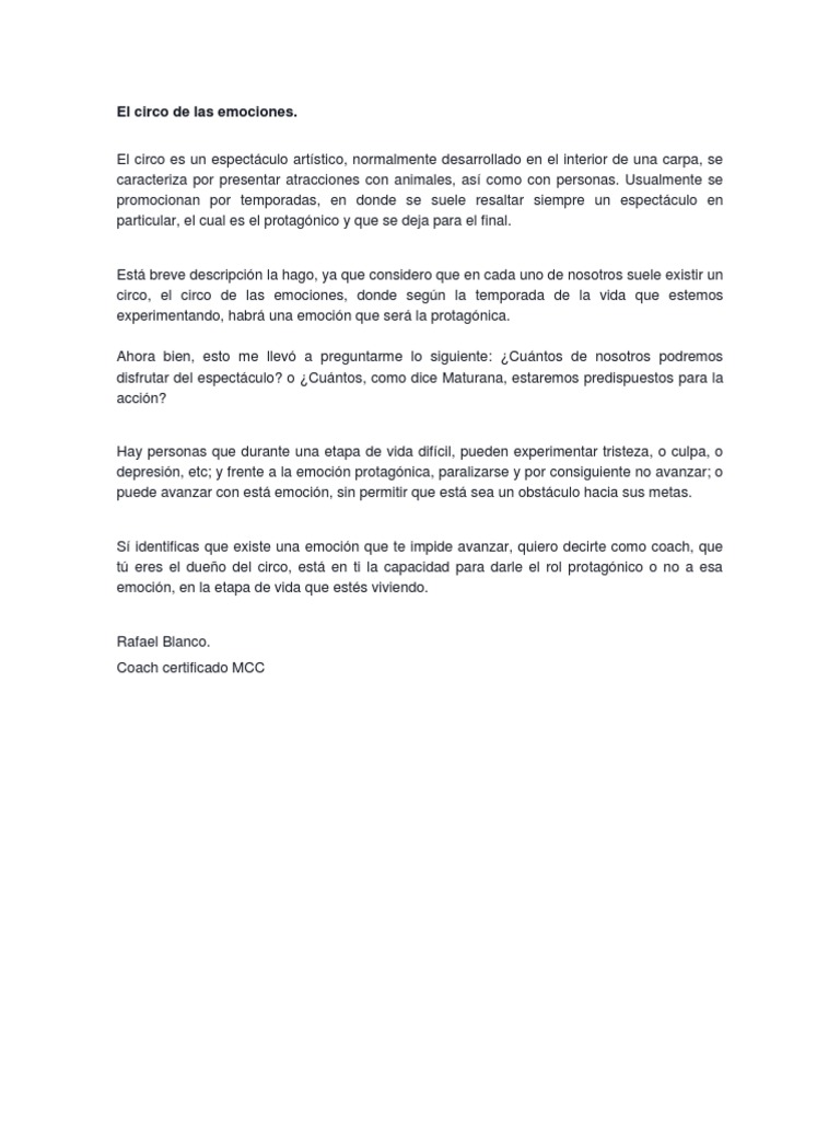 El Circo de Las Emociones | PDF