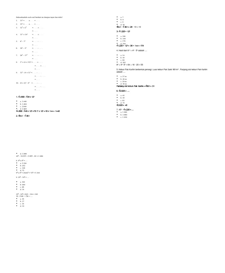 Bil Kuadrat Dan Akar