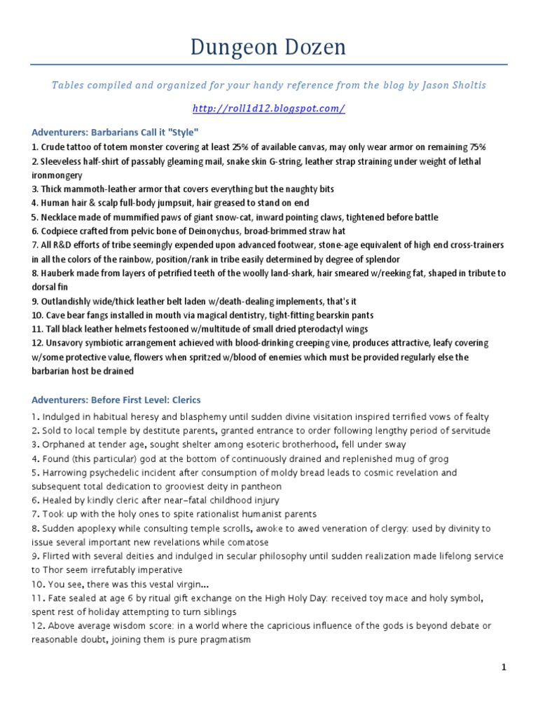Dungeon Dozen Compiled Pdf