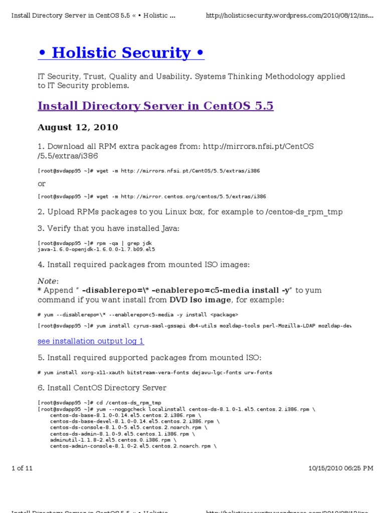Install CentOS 5.5 Directory Server Guide | PDF | Utility Software ...