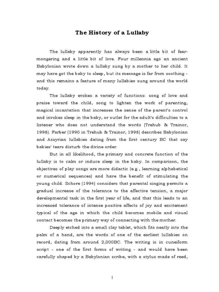 The History of A Lullaby PDF Lullabies Rhythm