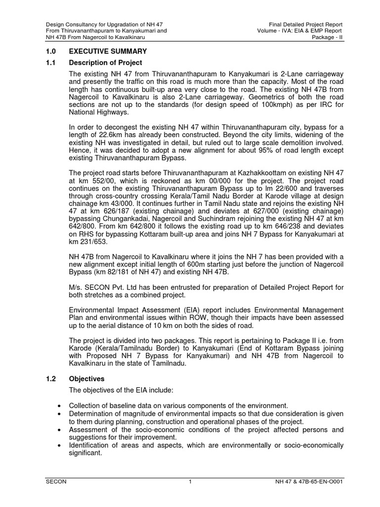 EIA & EMP Report for NH 47 Upgradation | PDF | Environmental Impact ...