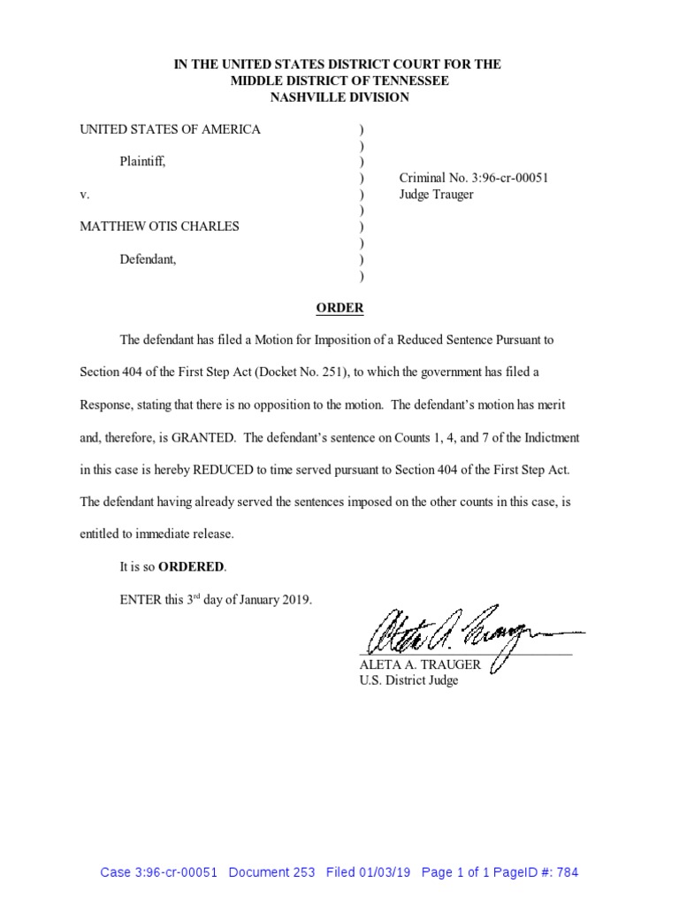 Sentence Reduction for Matthew Charles | PDF | United States District Court  | United States Federal Law