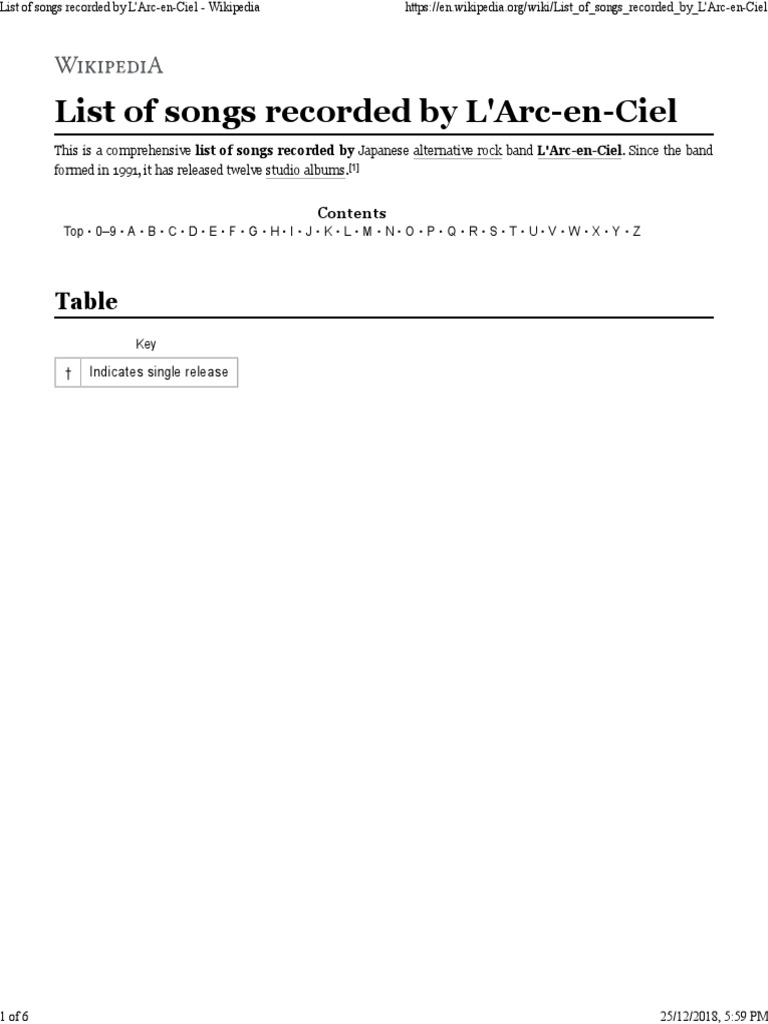 L Arc En Ciel List Song Leisure