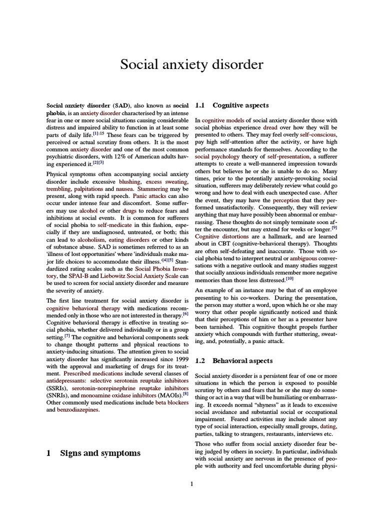 Understanding Social Anxiety Disorder | PDF | Social Anxiety Disorder ...