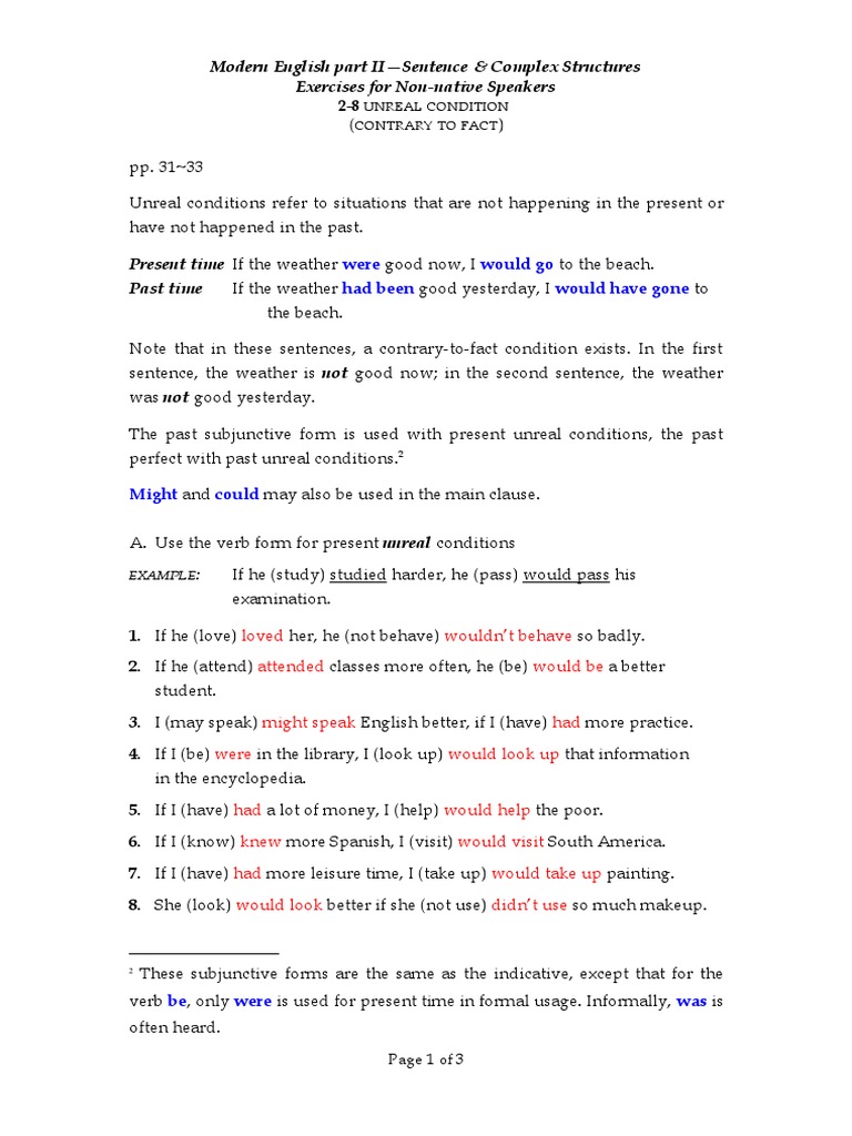 Unreal Conditional Sentences Explained | PDF | English Language ...