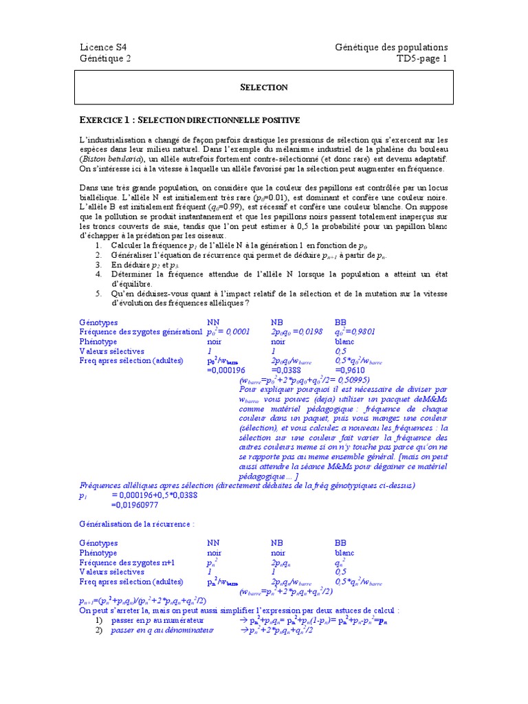 4 S4 TD5 Genet2 Corrige | PDF | Allèle | Génétique