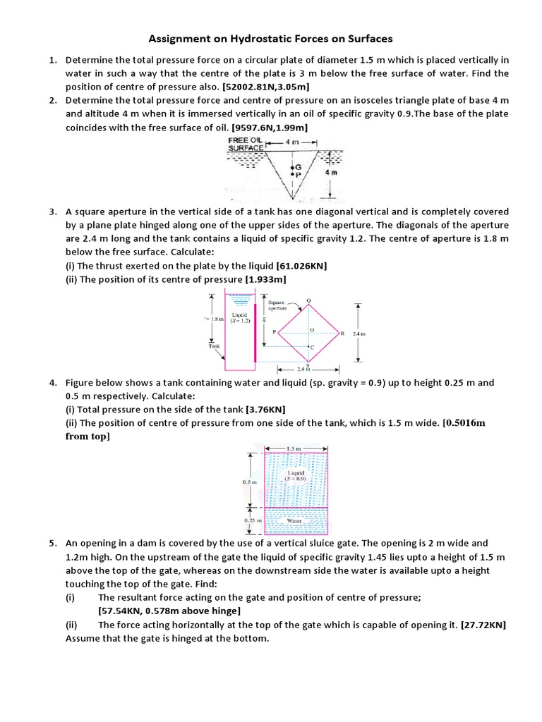 Tutorials On Hydrostatic Forces Pdf Dam Pressure