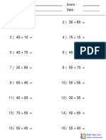 Name: Teacher: Date: Score:: Addition Worksheets