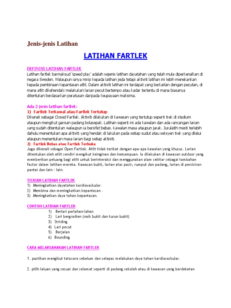 Jenis Jenis Latihan Fizikal Pdf