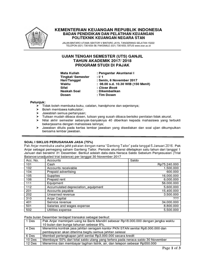 Soal Uts Pengantar Akuntansi 2 Dan Jawabannya - ID Aplikasi