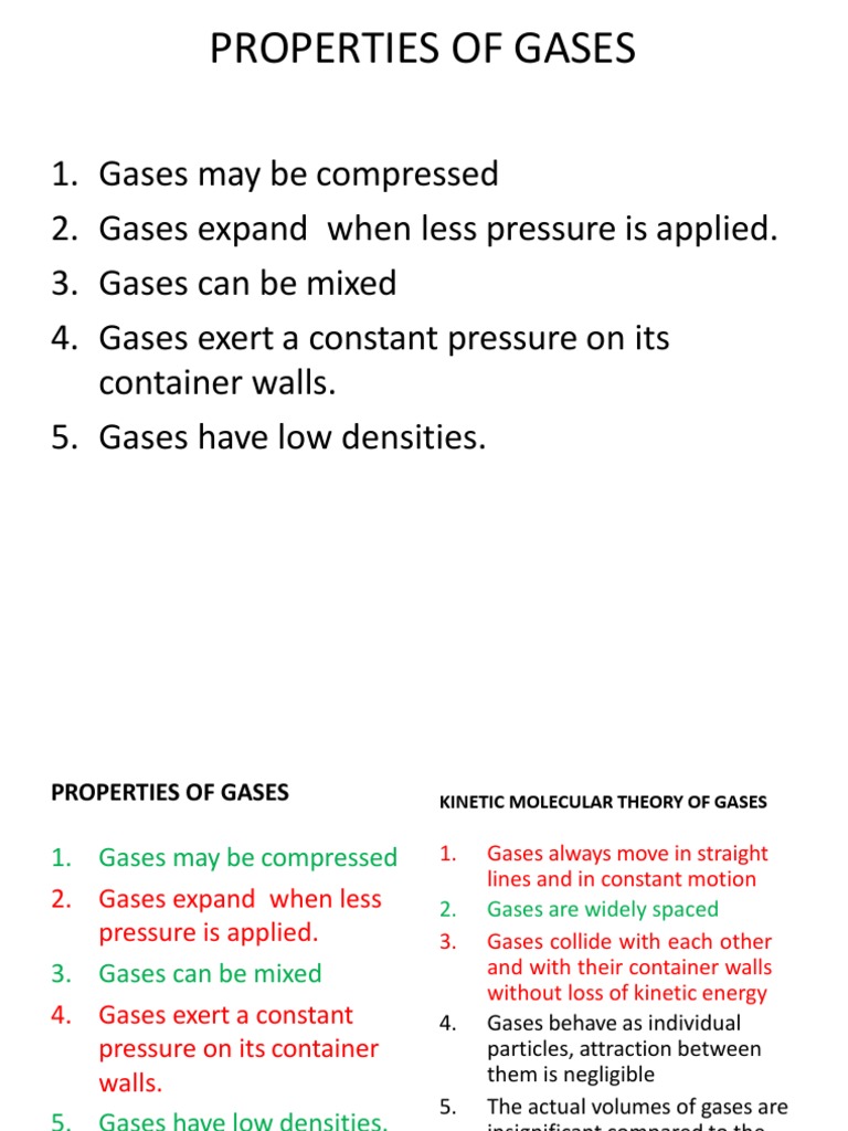 Key Properties of Gases Explained | PDF | Gases | Pressure