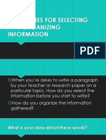 Selecting and Organizing Information Techniques