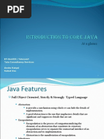 Introduction To Core Java (At A Glance)