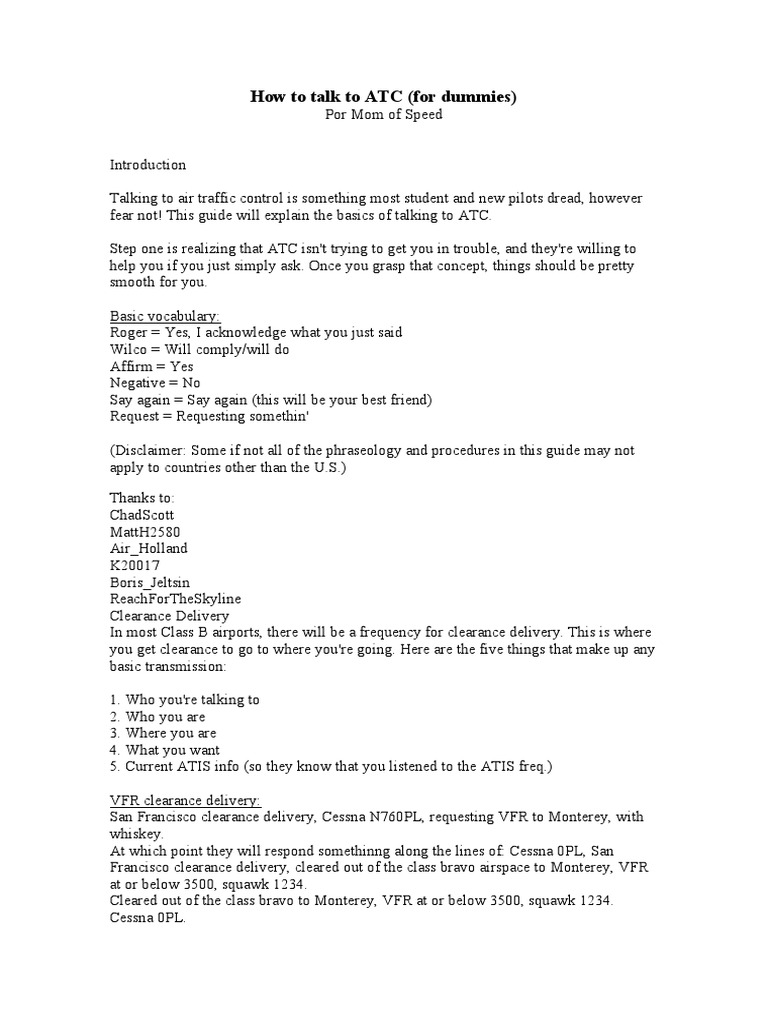 How To Talk To ATC PDF Instrument Flight Rules Transponder