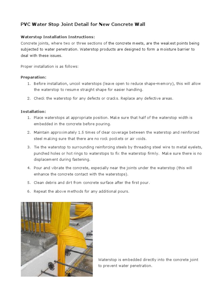 Waterstop Installation Instructions PDF