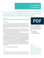 Causes of Transfer of Neonates (Born After 34 Weeks of Gestation) To The Neonatal Intensive Care Unit Owing To Respiratory Distress and Their Clinical Features