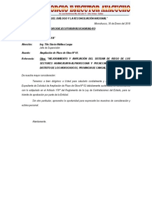 Carta #009 Ampliación de Plazo #02 Por Lluvias | PDF | Riego | Sectores  Economicos