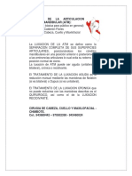 Luxación de La Articulación Temporomandibular (Atm) .