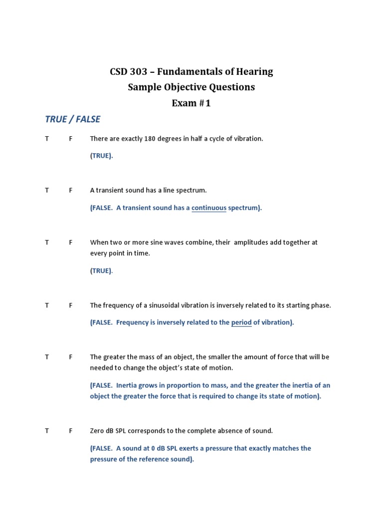 CSD 303 Exam Questions Overview | PDF | Sound | Periodic Phenomena