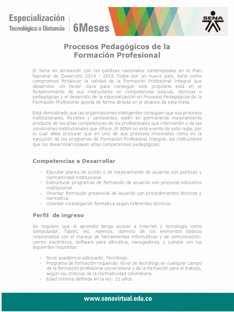 Procesos Pedagógicos en Formación Profesional | PDF | Desarrollo ...