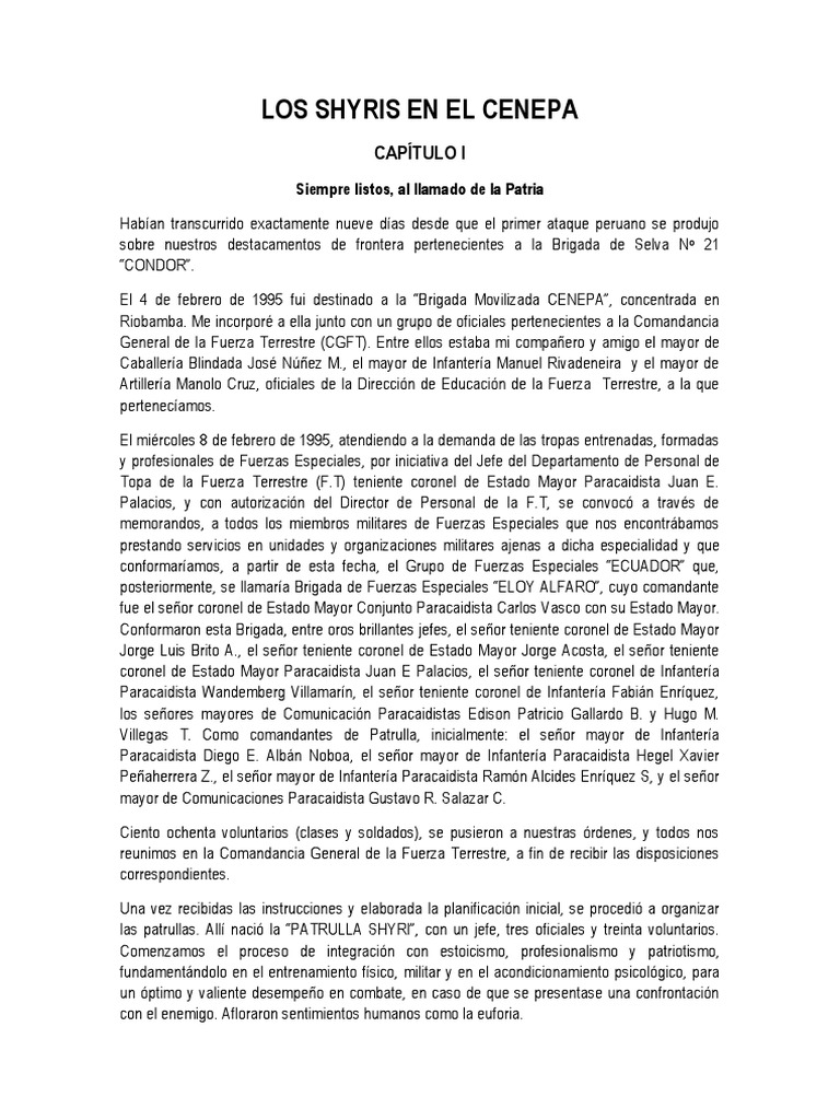 Los Shyris en el Cenepa: Historia y Valor | PDF | Coronel | Ecuador