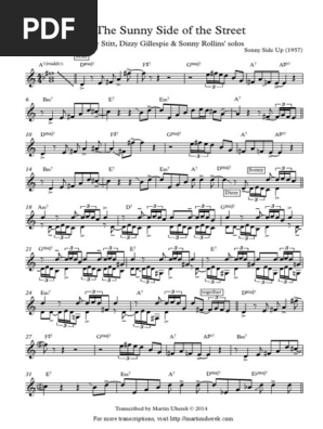 On The Sunny Side Of The Street Solo Pdf
