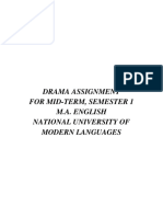 Drama Assignment For Mid-Term, Semester 1 M.A. English National University of Modern Languages
