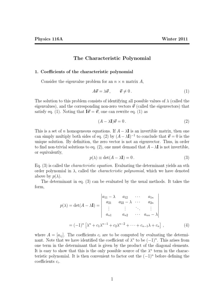 Polinomio Caracteristico PDF Eigenvalues And Eigenvectors Zero Of