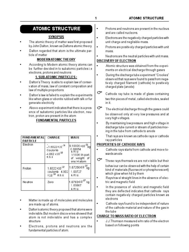 Overview of Atomic Structure Concepts | PDF | Photoelectric Effect ...