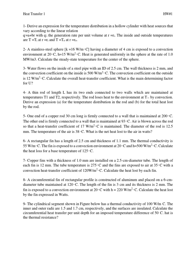 Heattransfer1 HW1 PDF | PDF | Thermal Conductivity | Heat Transfer