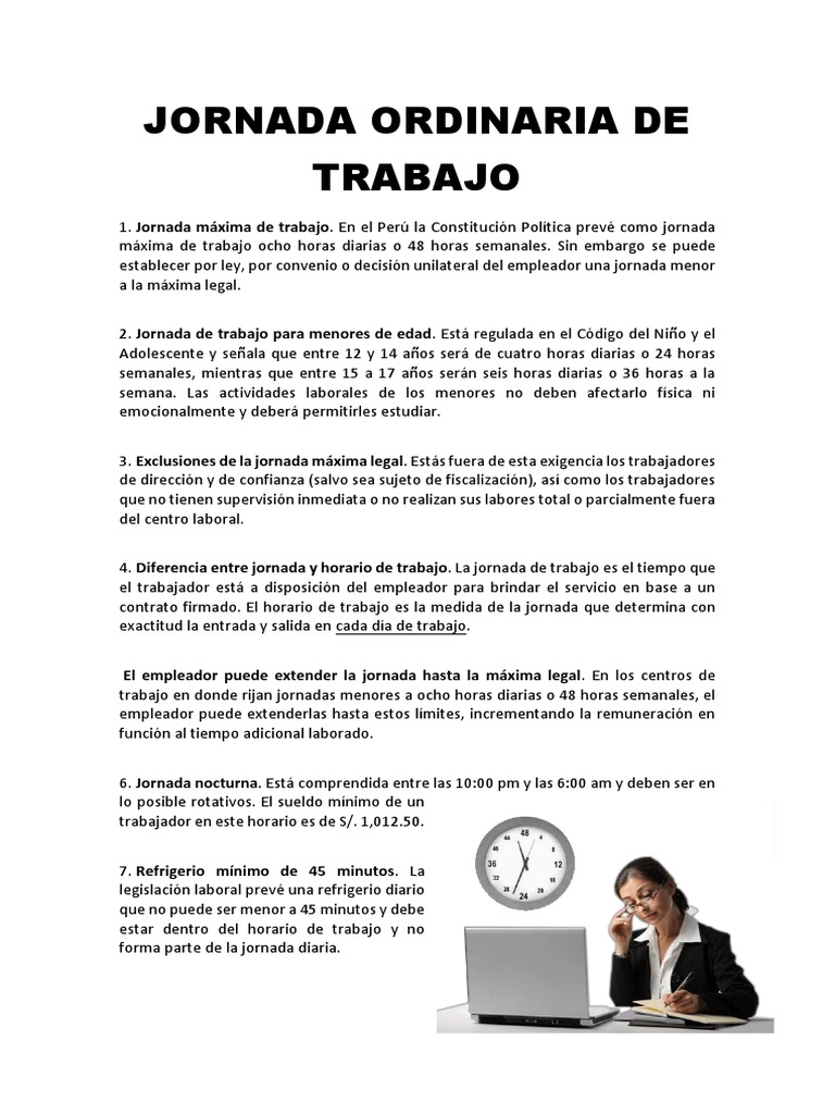 Jornada Ordinaria de Trabajo PDF Tiempo de trabajo Derecho laboral