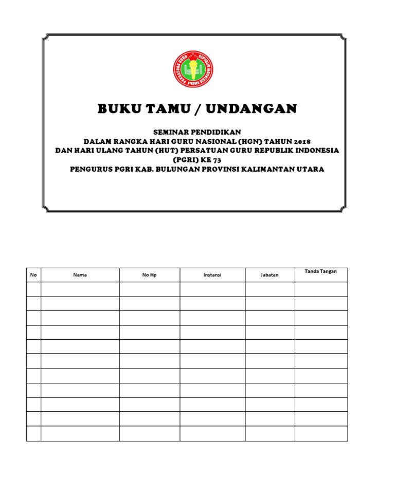 Buku Tamu Undangan Seminar Pgri