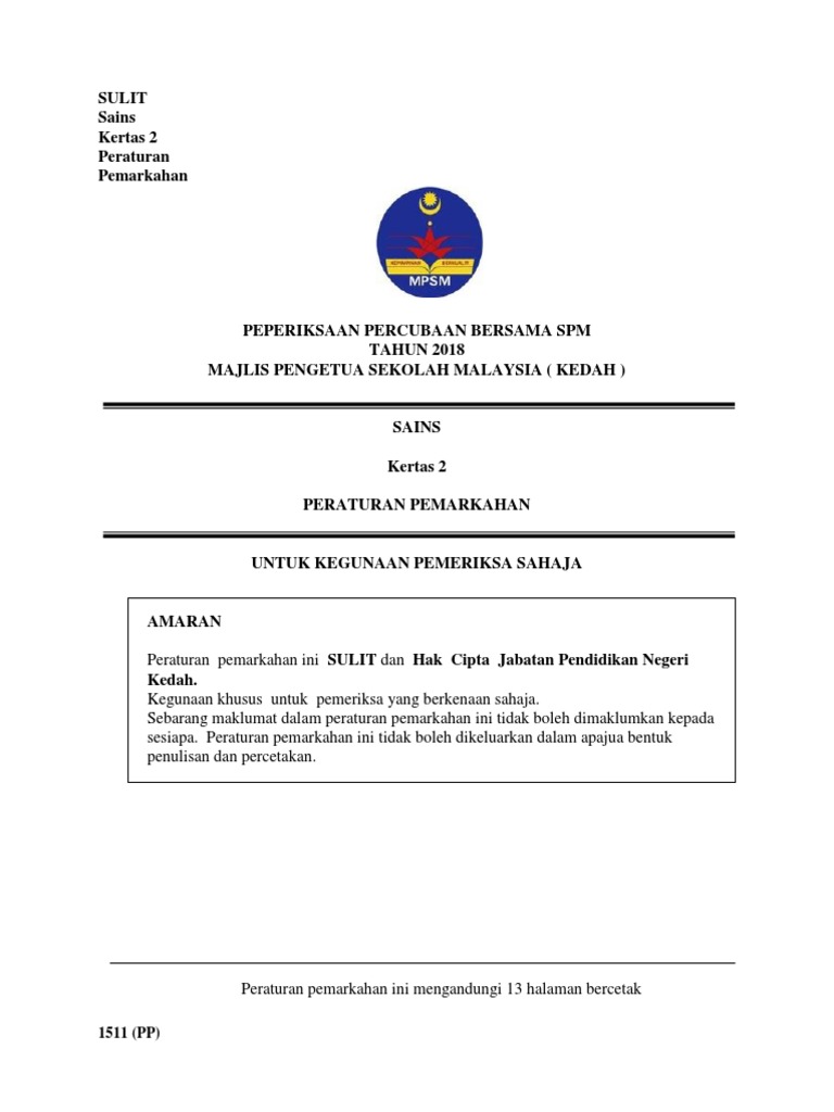 Skema Jawapan Kertas 2 Sains Tingkatan 5 Mpsm Kedah  malakowes