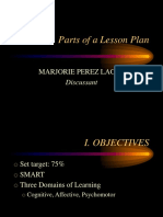 Parts of A Lesson Plan: Marjorie Perez Lacap