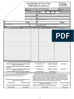 BIR Form 2306 Certificate of Final Tax Withheld At Source