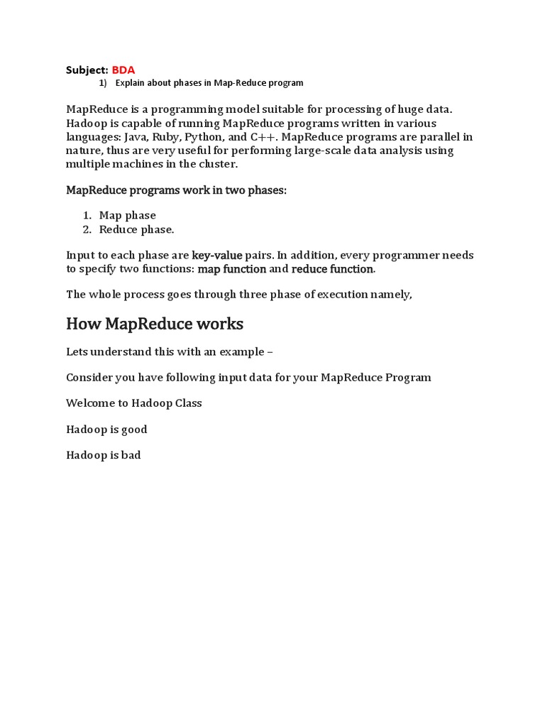 MapReduce Phases Explained in Hadoop | PDF | Apache Hadoop | Map Reduce