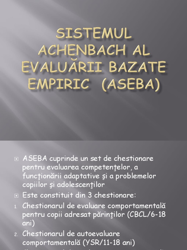 Sistemul Achenbach Al Evaluarii Bazate Empiric (ASEBA) | PDF