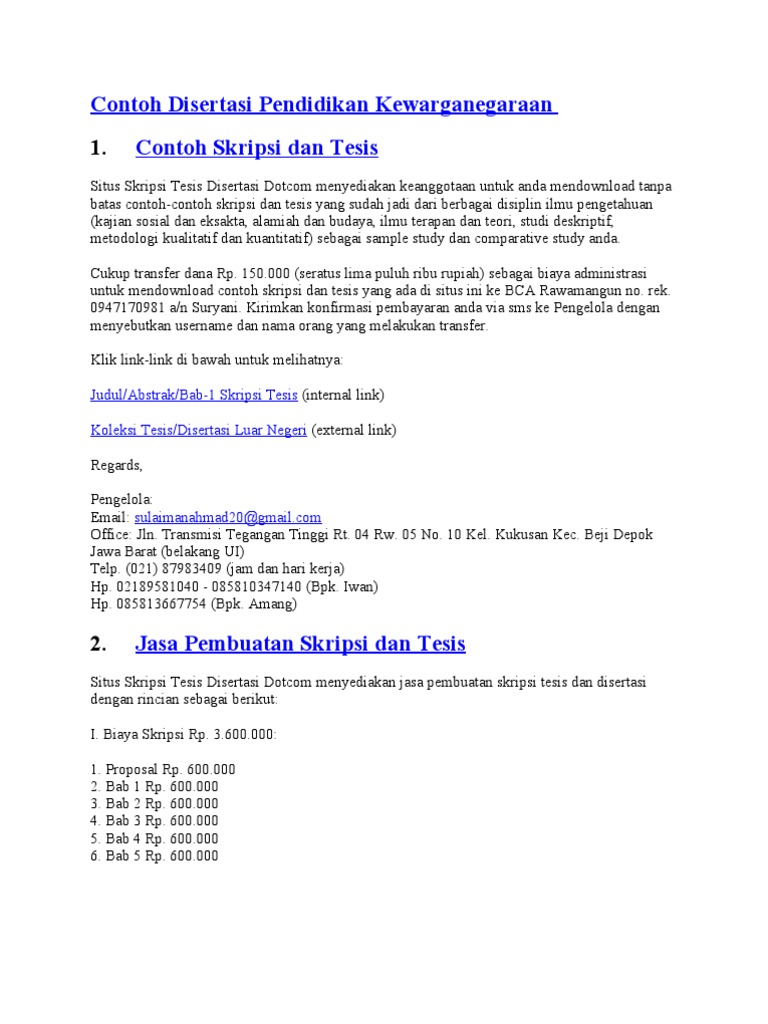 Contoh Disertasi Pendidikan Kewarganegaraan